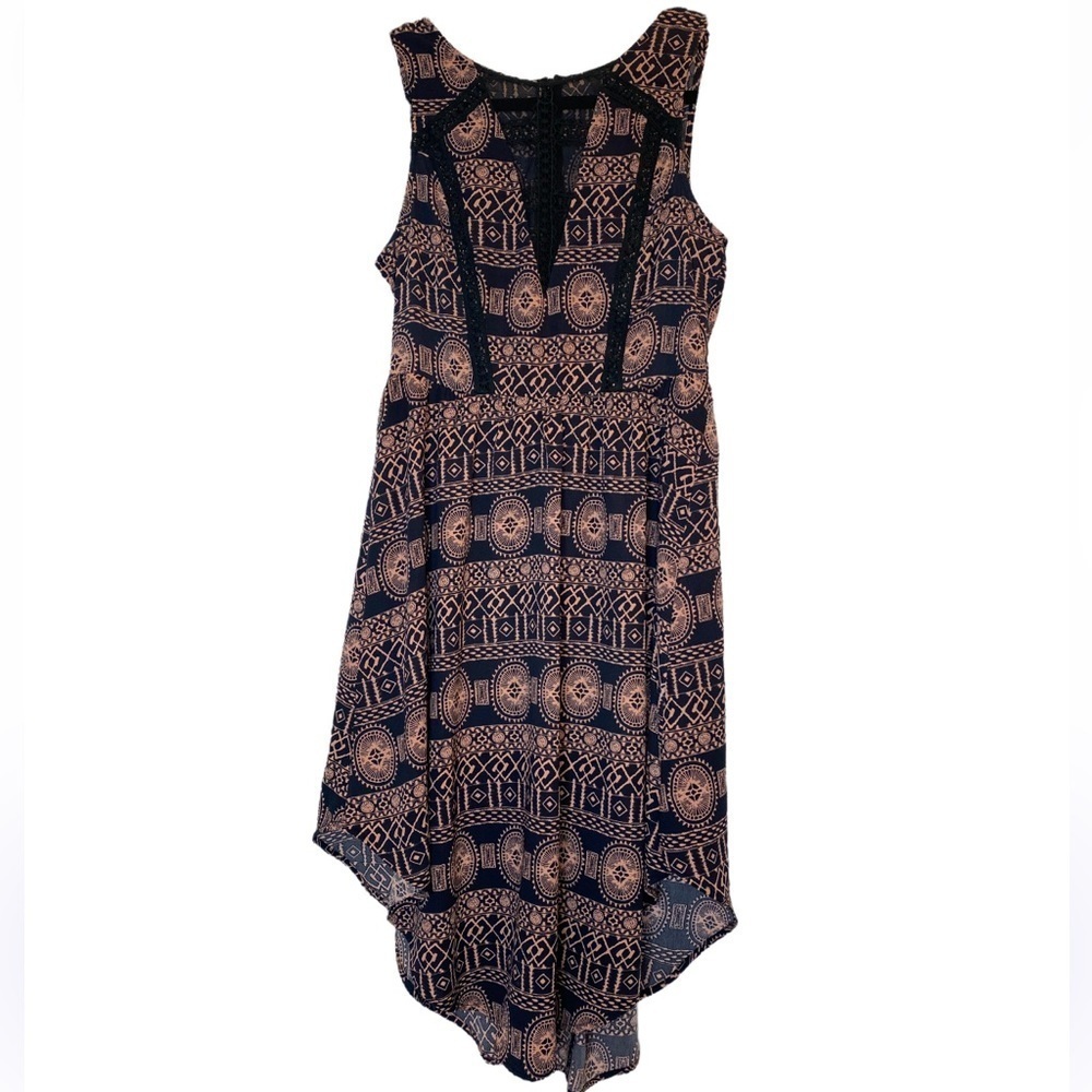 ASTR TRIBAL PRINT DRESS WITH LACE ACCENT SIZE